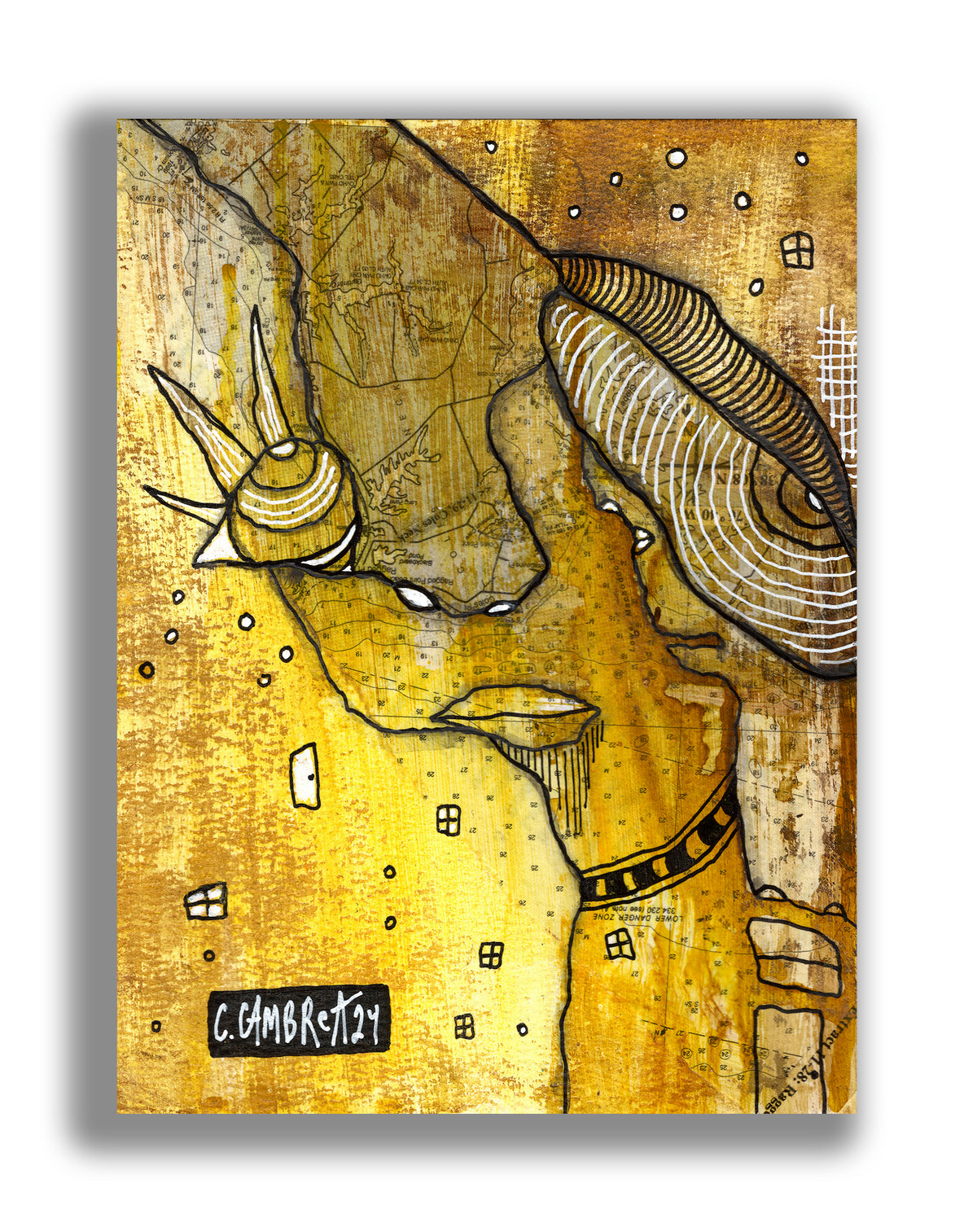 &quot;Travel the Seas&quot; Original Mixed Media art on Watercolor Paper