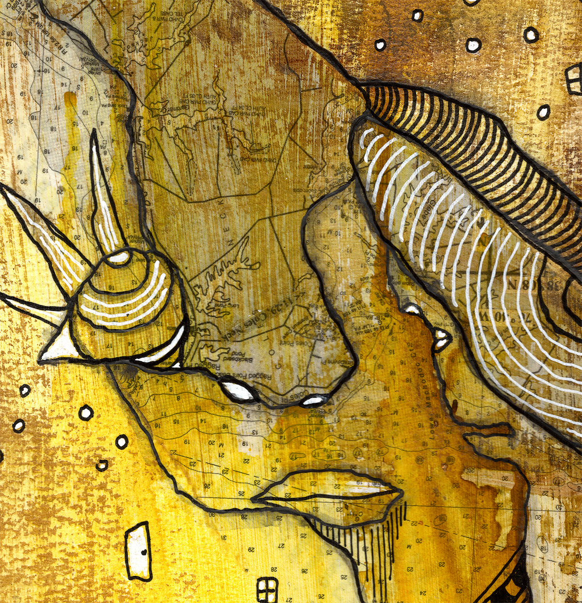 &quot;Travel the Seas&quot; Original Mixed Media art on Watercolor Paper