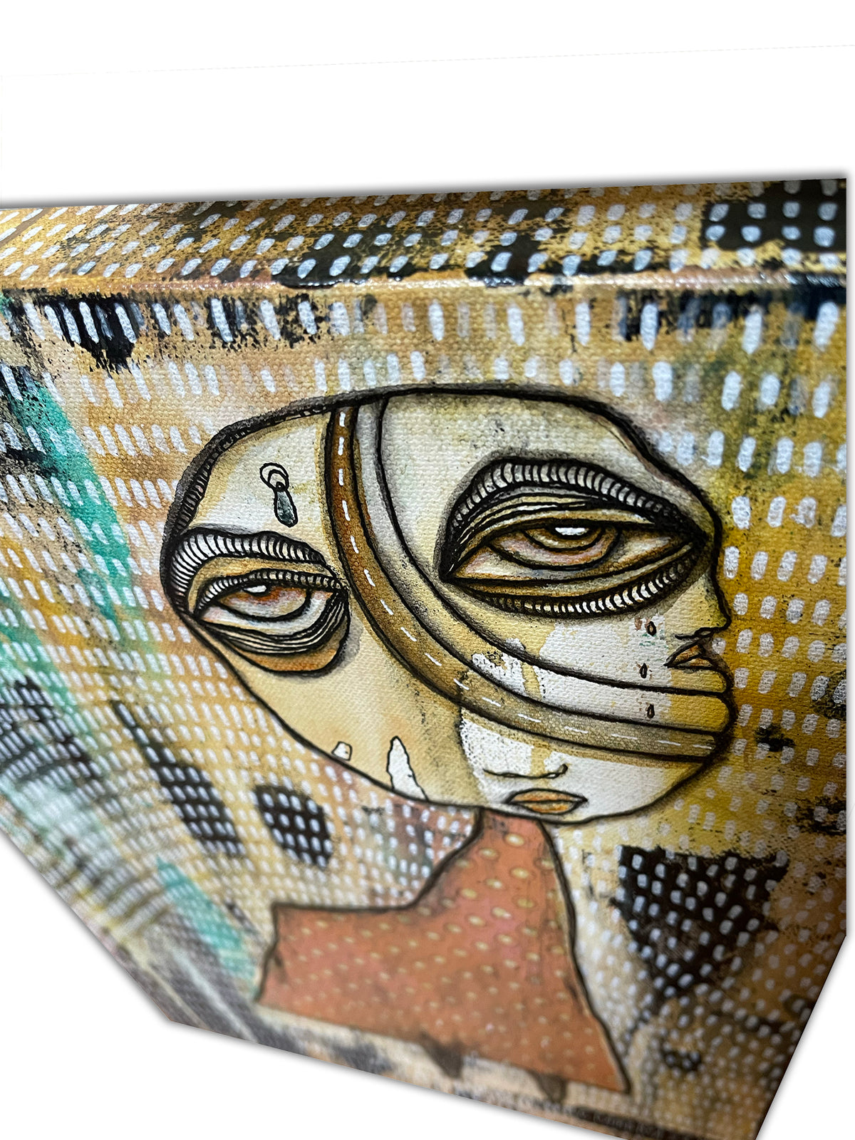 Original Fine Art on canvas with collage &quot;The Voice&quot;