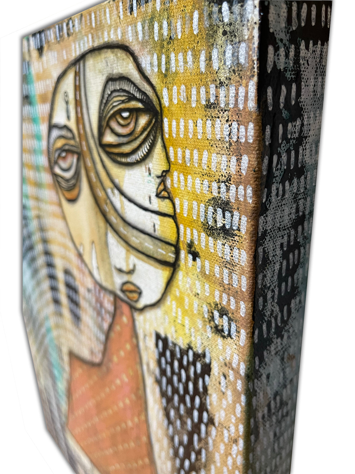 Original Fine Art on canvas with collage &quot;The Voice&quot;