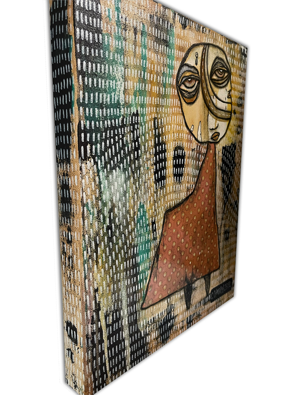 Original Fine Art on canvas with collage &quot;The Voice&quot;