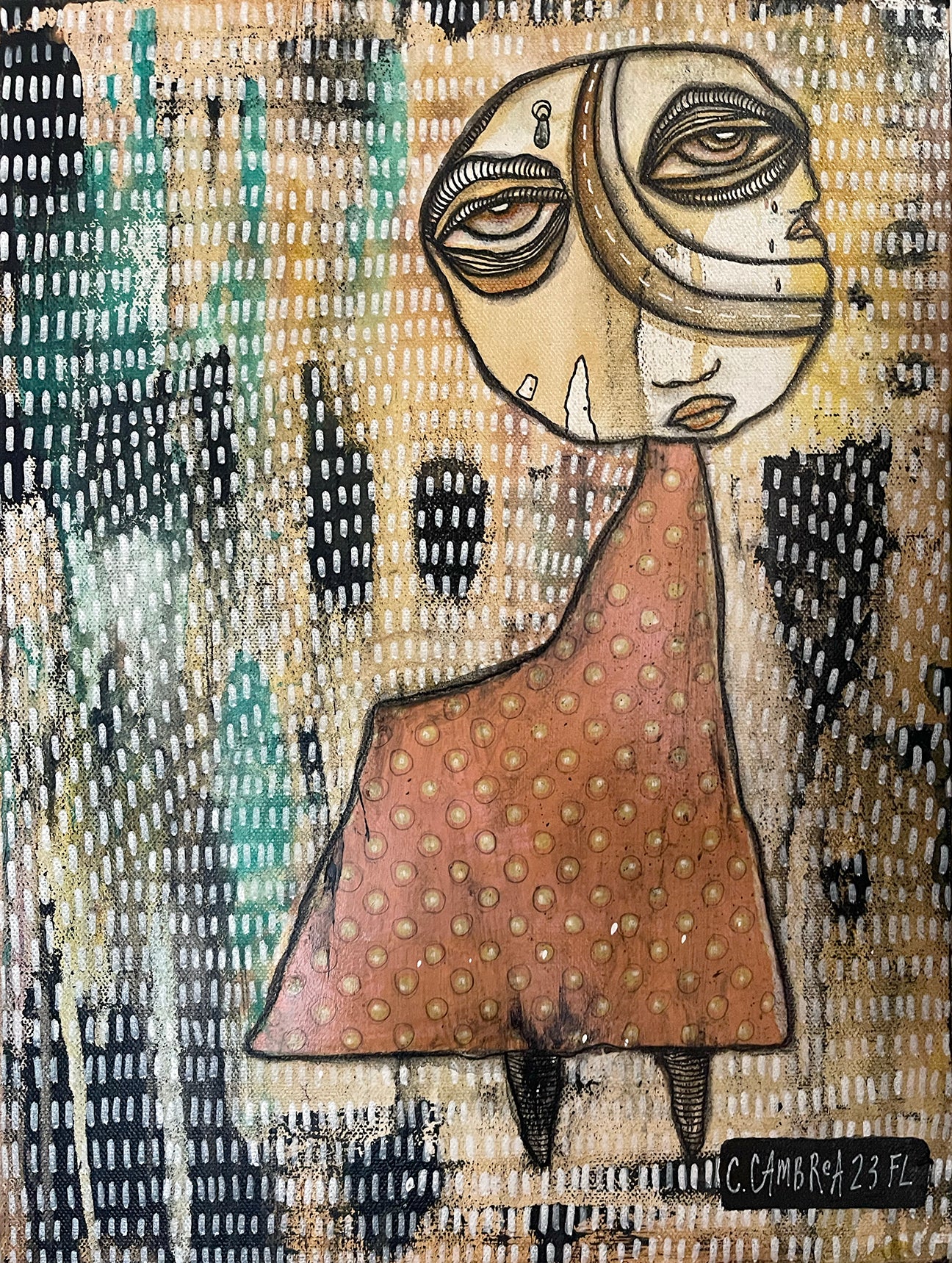 Original Fine Art on canvas with collage "The Voice"