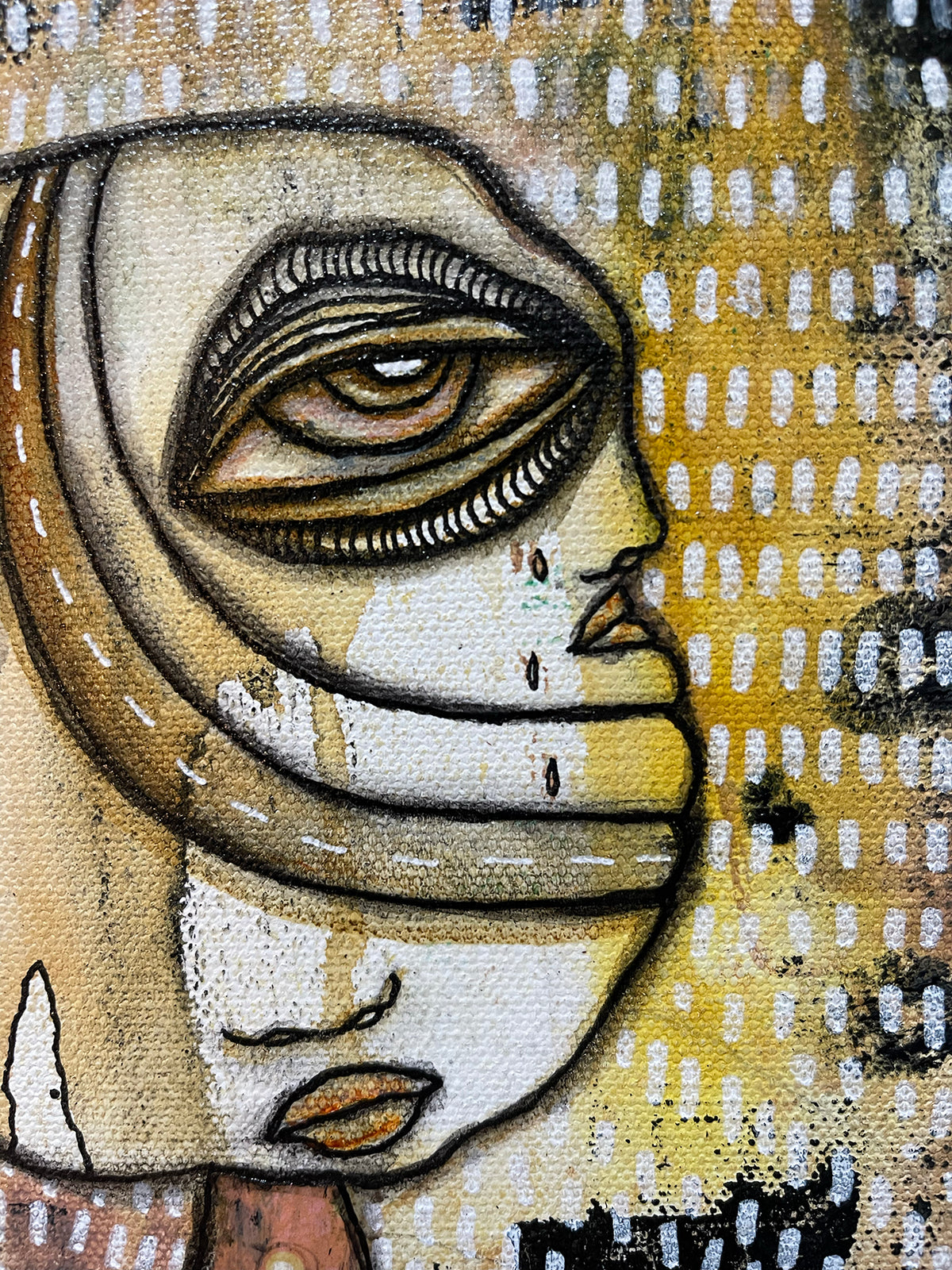 Original Fine Art on canvas with collage &quot;The Voice&quot;