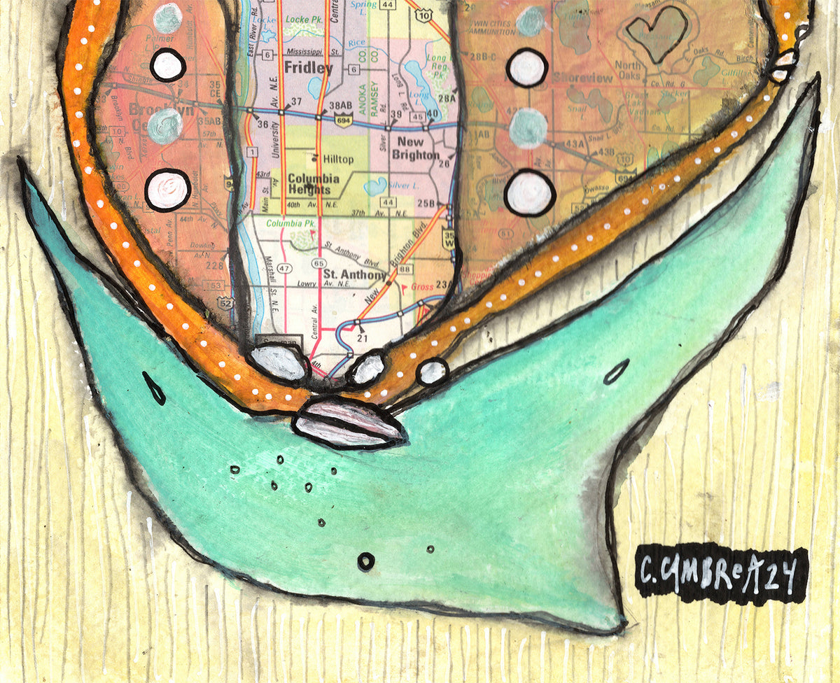 &quot;We Flew&quot; Original Mixed Media art on Watercolor Paper