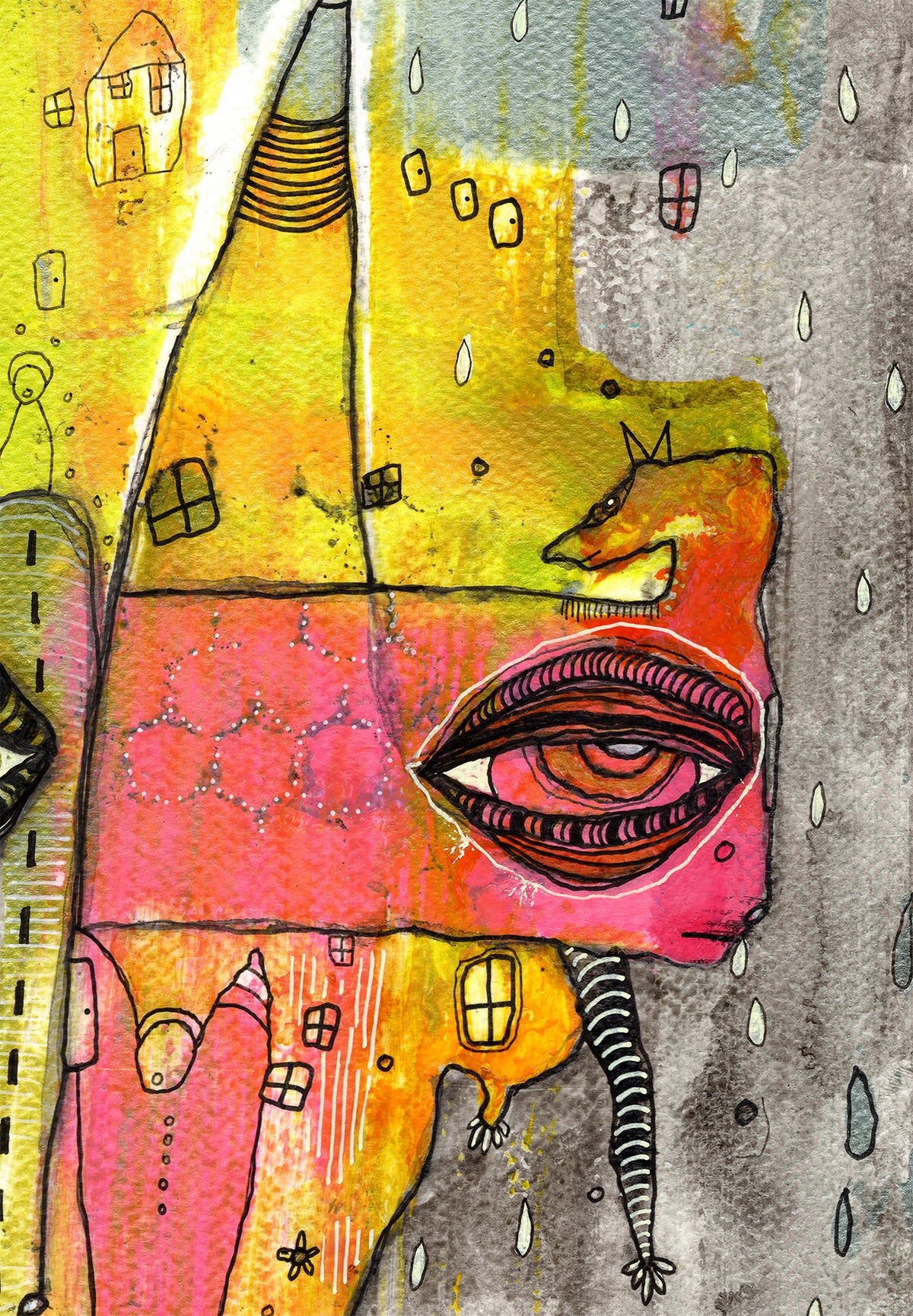 &quot;We&#39;re all here&quot; Original Mixed Media art on Watercolor Paper