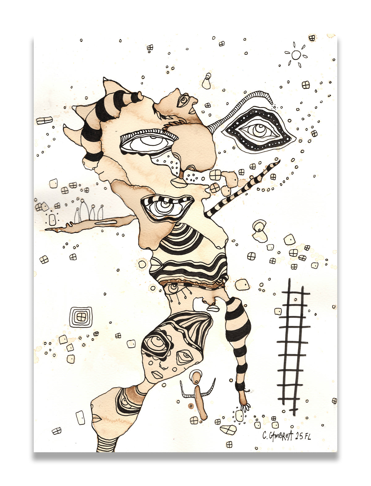 &quot;What Dreams May Come&quot; Original Coffee Stained art on Watercolor Paper