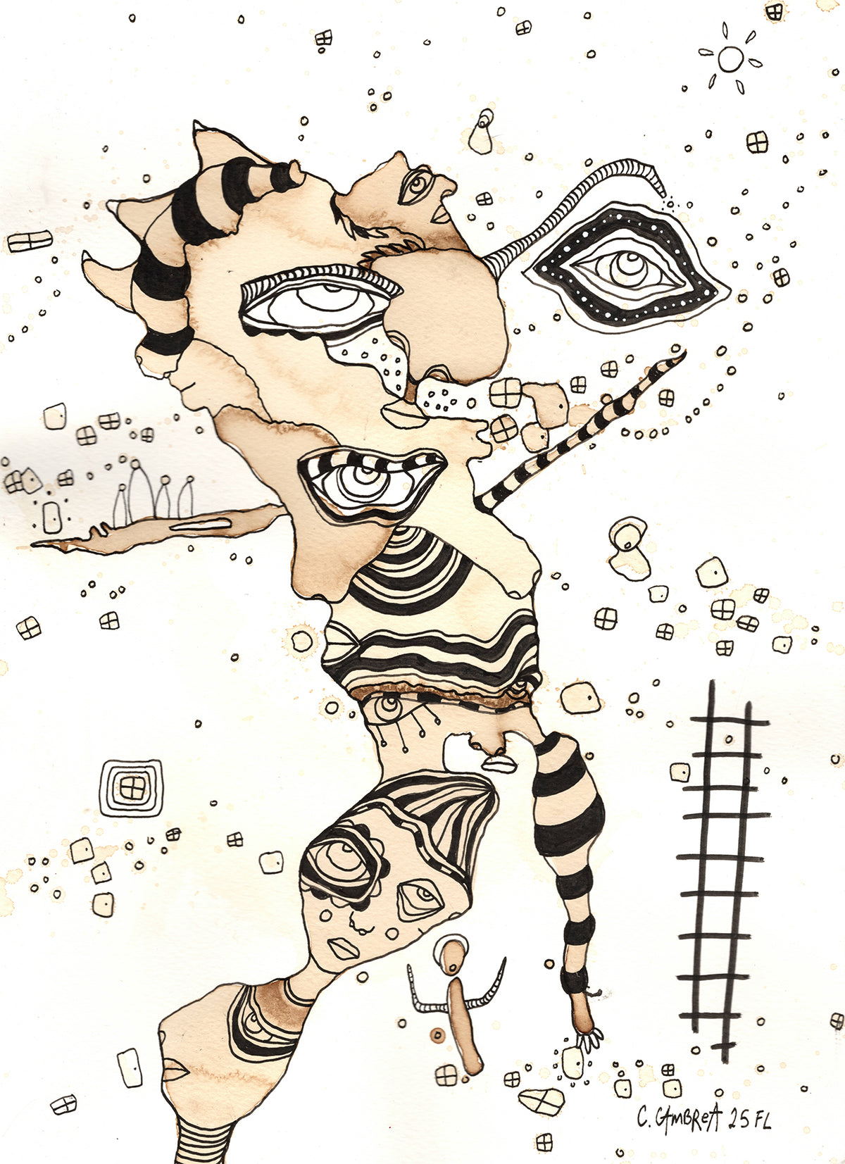 &quot;What Dreams May Come&quot; Original Coffee Stained art on Watercolor Paper