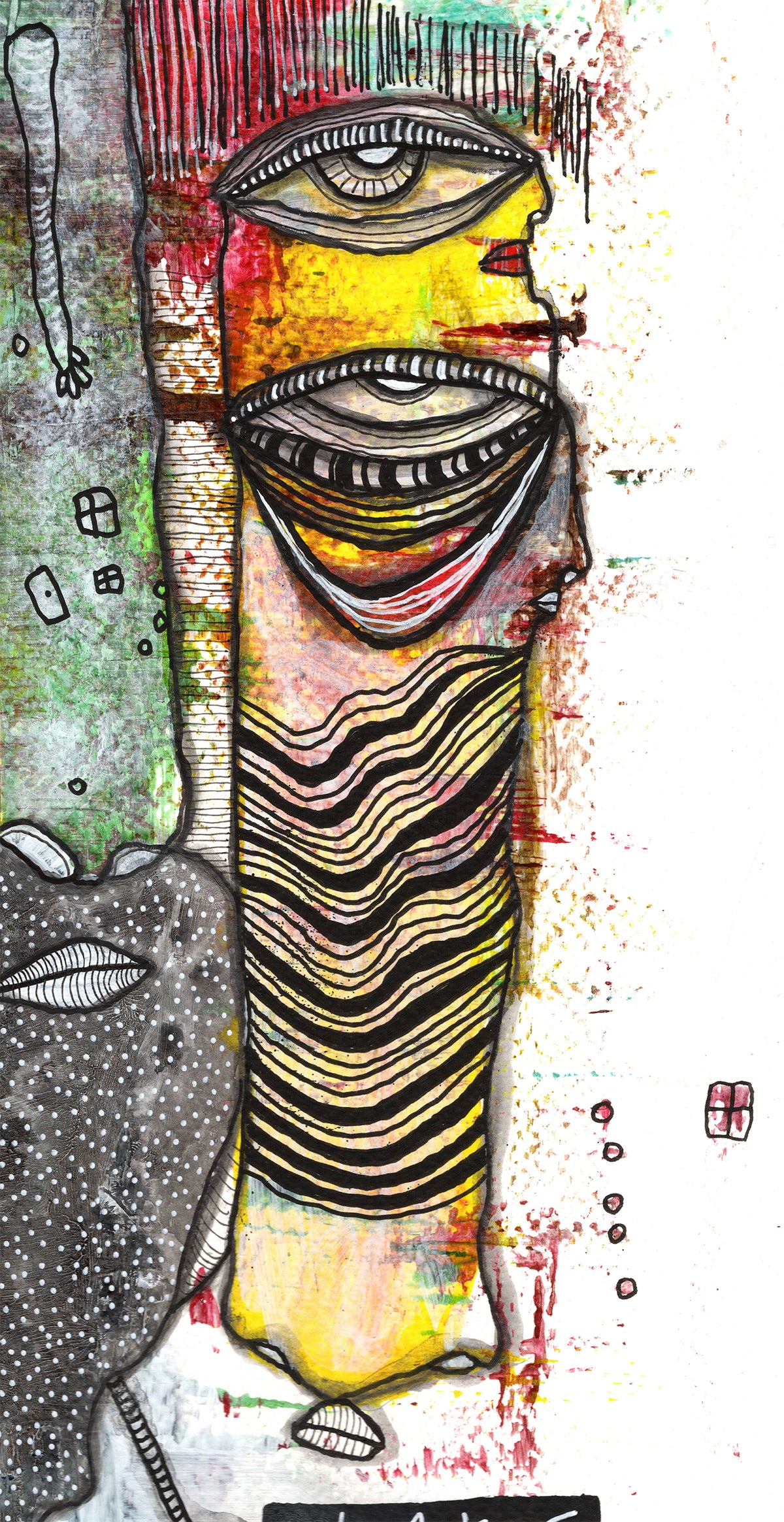 &quot;Wisdom&quot; Original Mixed Media art on Watercolor Paper