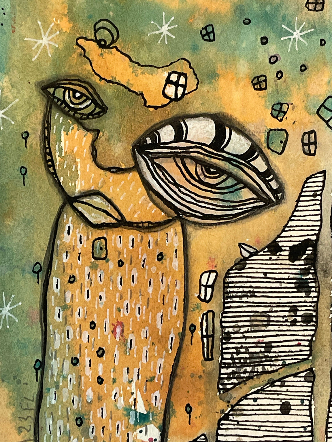 "Dreaming” Mini Original Art on Watercolor Paper