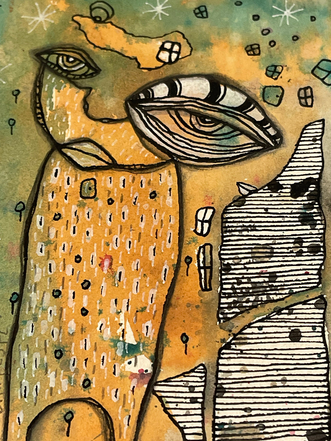 &quot;Dreaming” Mini Original Art on Watercolor Paper