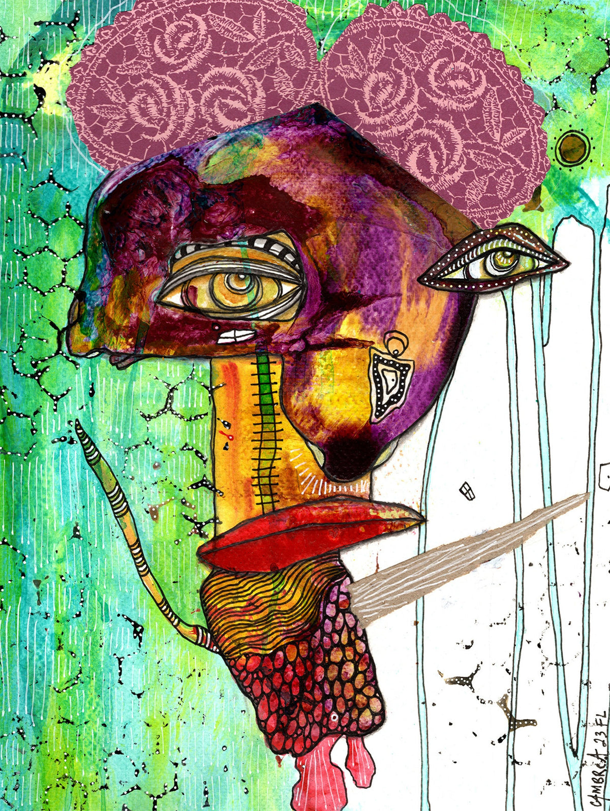 &quot;Learning to Fly&quot; Original Mixed Media art on Watercolor Paper