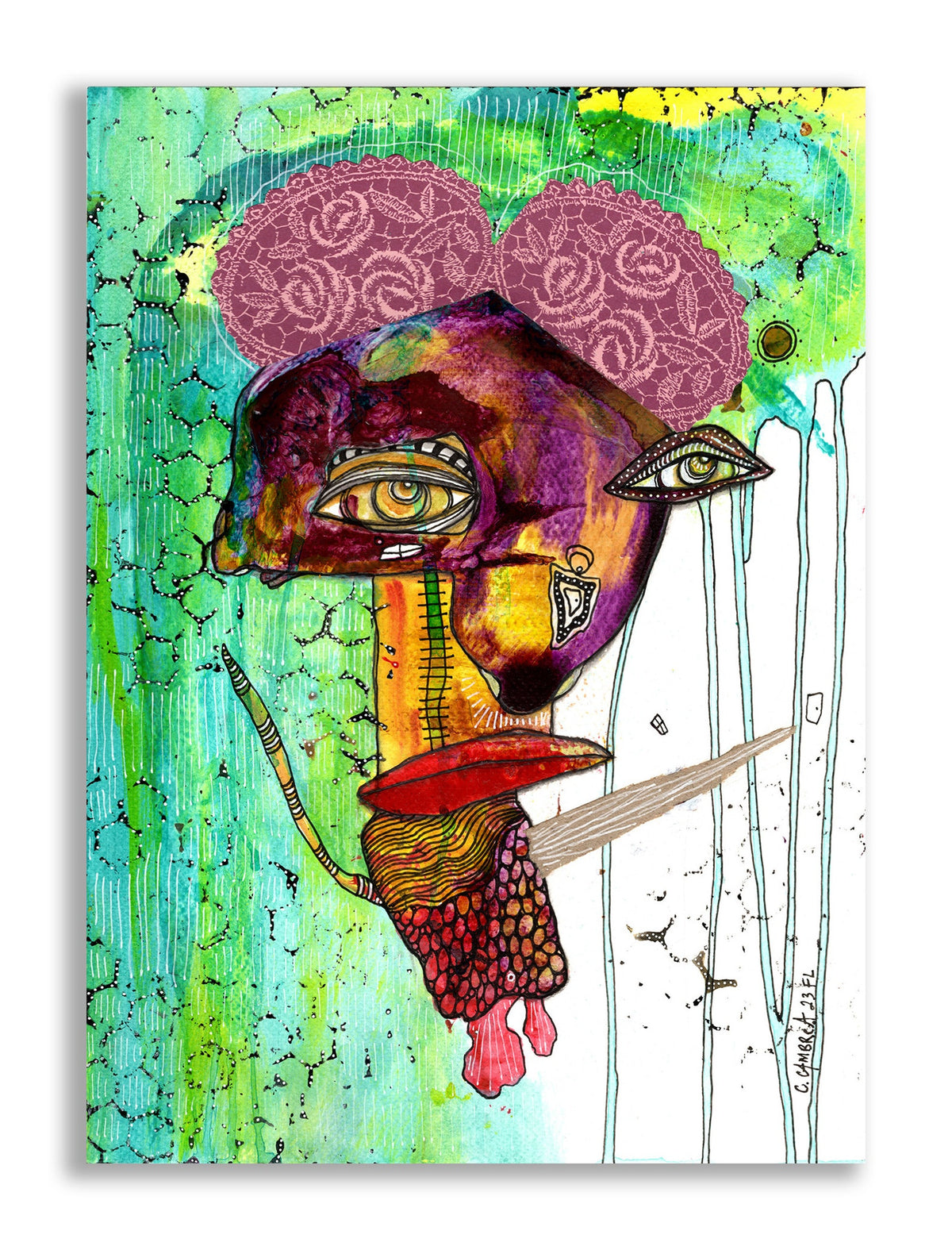 &quot;Learning to Fly&quot; Original Mixed Media art on Watercolor Paper