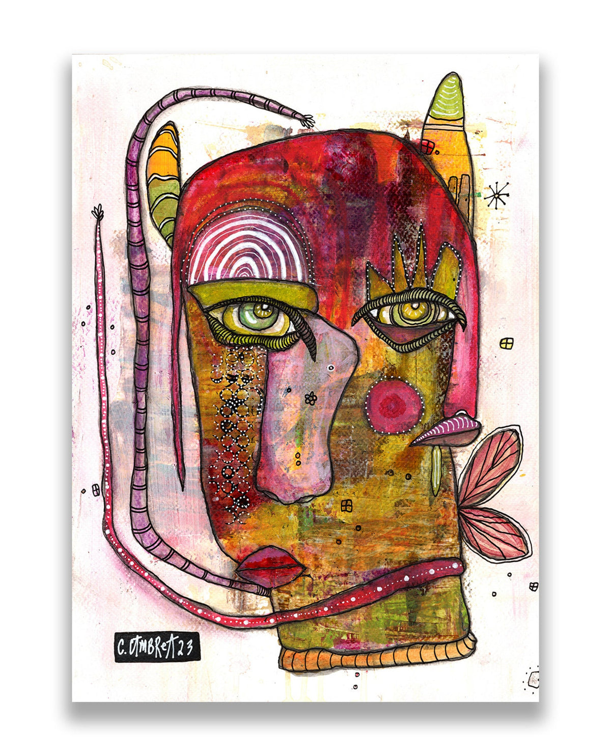 &quot;Clownin Around&quot; Original Mixed Media art on Watercolor Paper