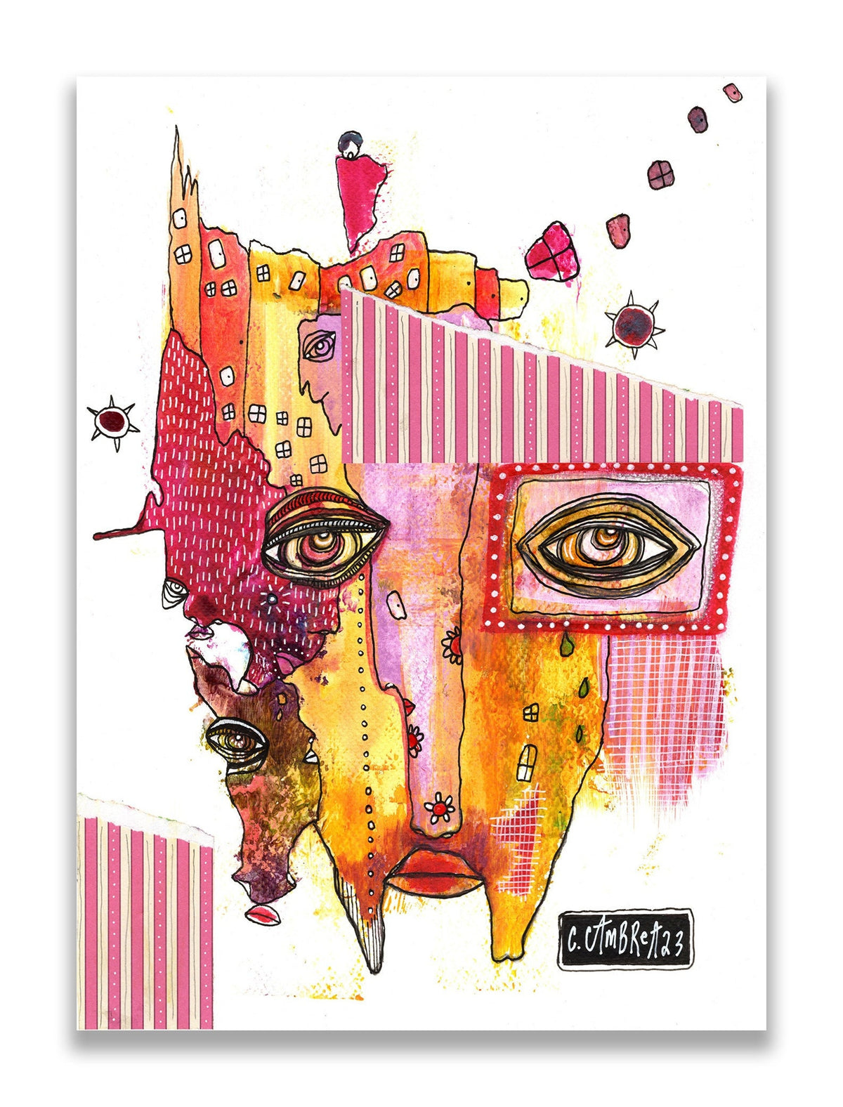 &quot;Happy Days&quot; Original Mixed Media art on Watercolor Paper