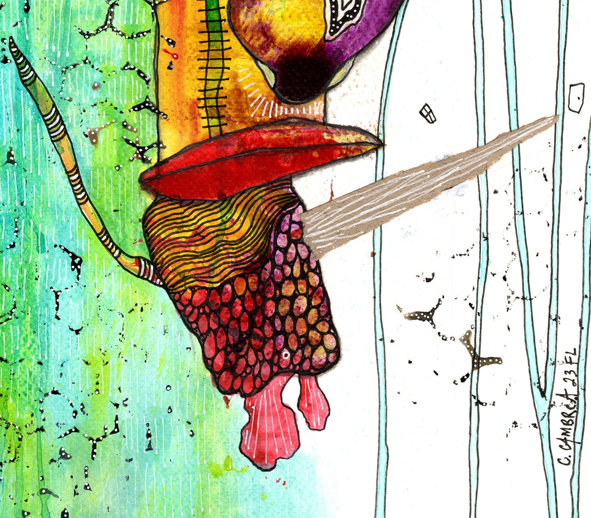 &quot;Learning to Fly&quot; Original Mixed Media art on Watercolor Paper