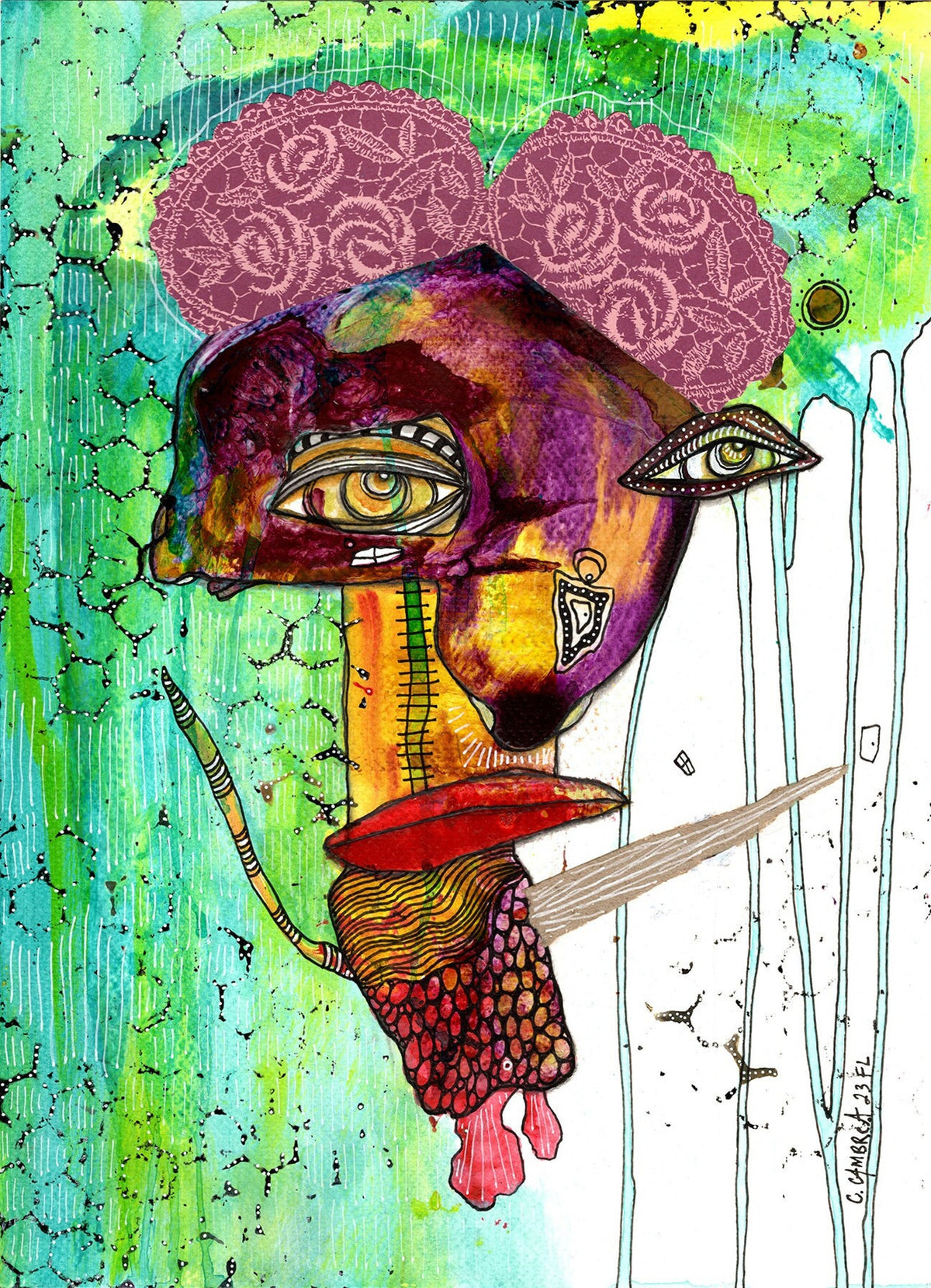 &quot;Learning to Fly&quot; Original Mixed Media art on Watercolor Paper