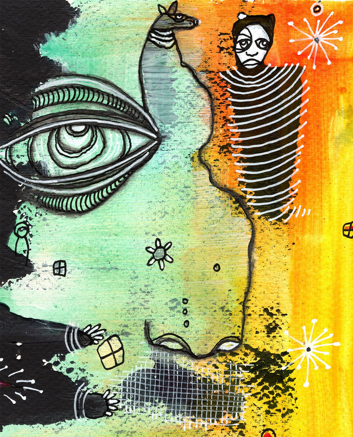 &quot;Perspective&quot; Original Mixed Media art on Watercolor Paper