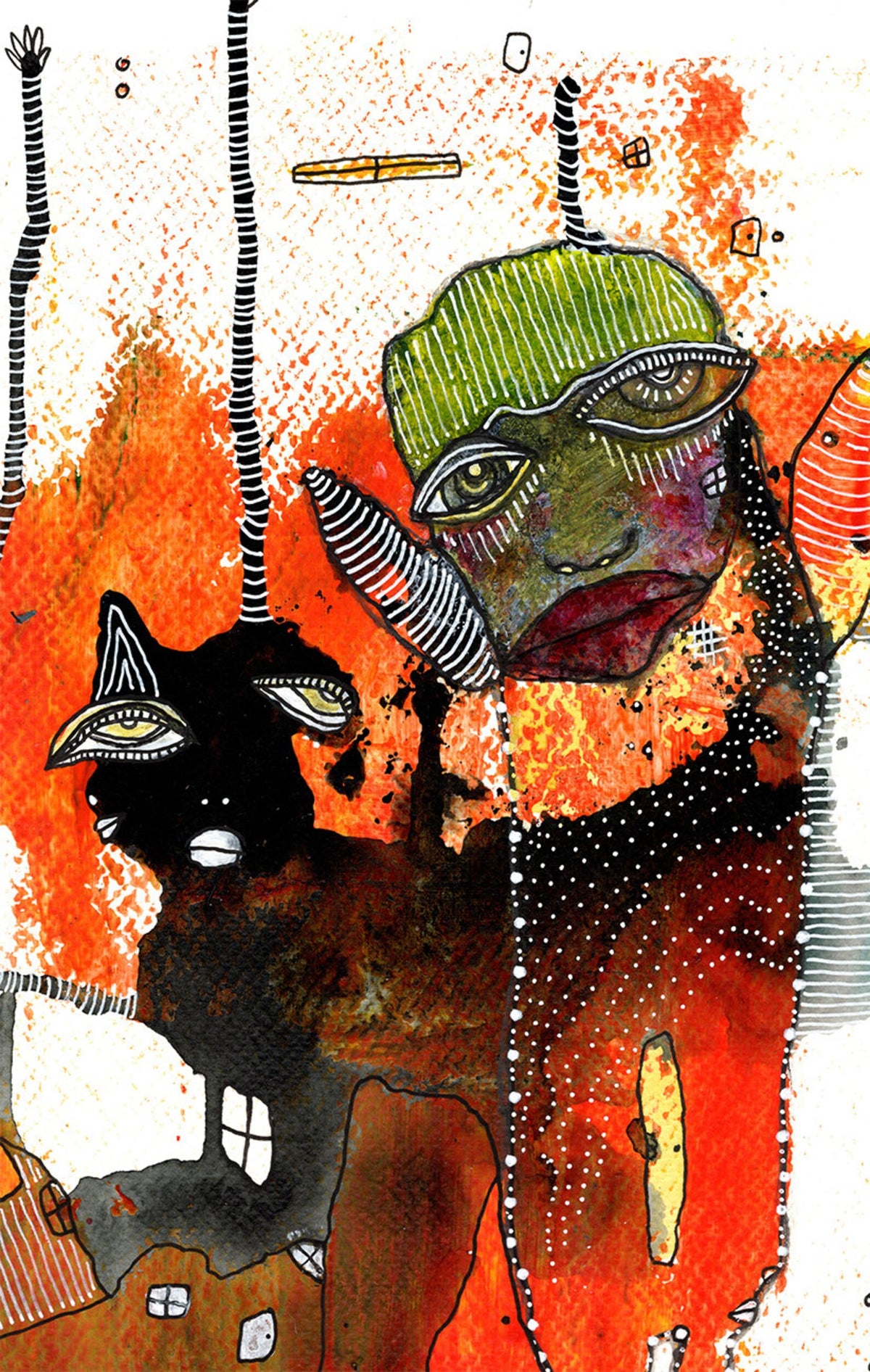 &quot;Home Sweet Home&quot; Original Mixed Media art on Watercolor Paper