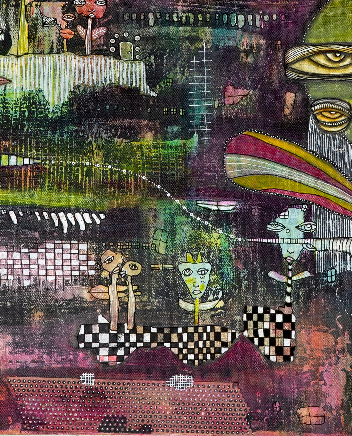 Original Fine Art on canvas &#39;Party in the garden&#39;