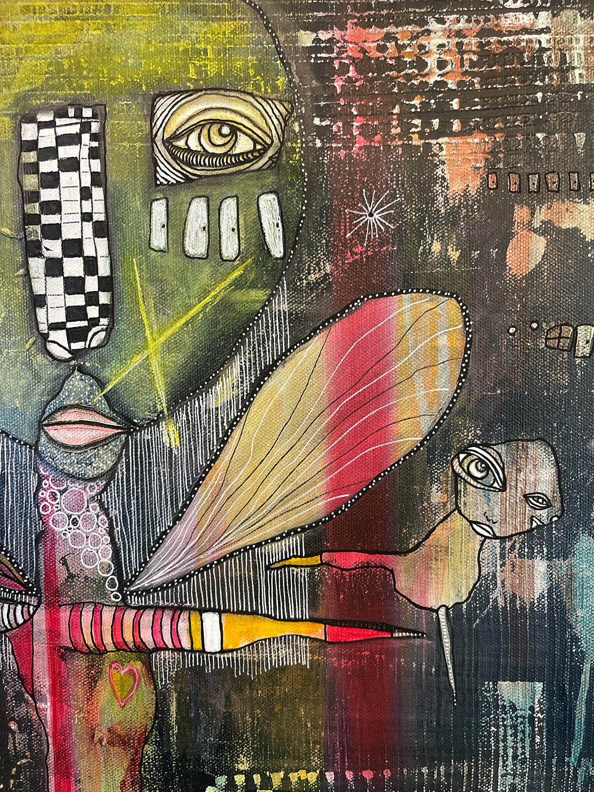 Original Fine Art on canvas &#39;Party in the garden&#39;