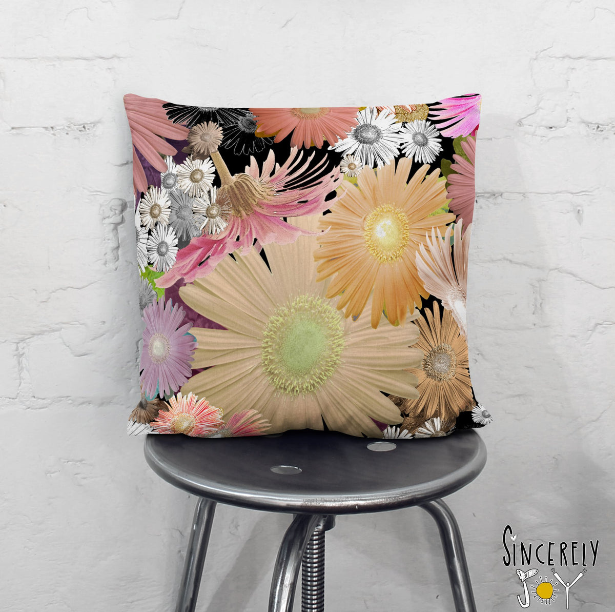 Colorful Floral Throw Pillow
