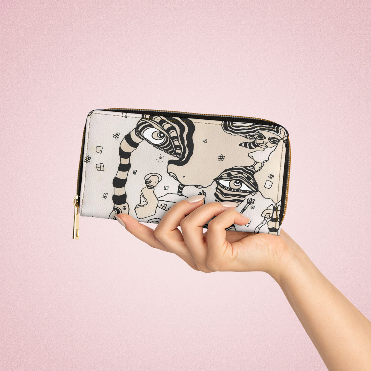 Unusual Coffee Stained Artwork on Zipper Wallet &quot;Stained 01&quot;