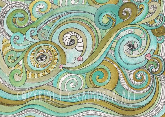 Honeydew Oceans shower curtain