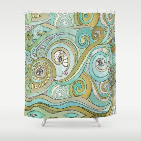 Honeydew Oceans shower curtain