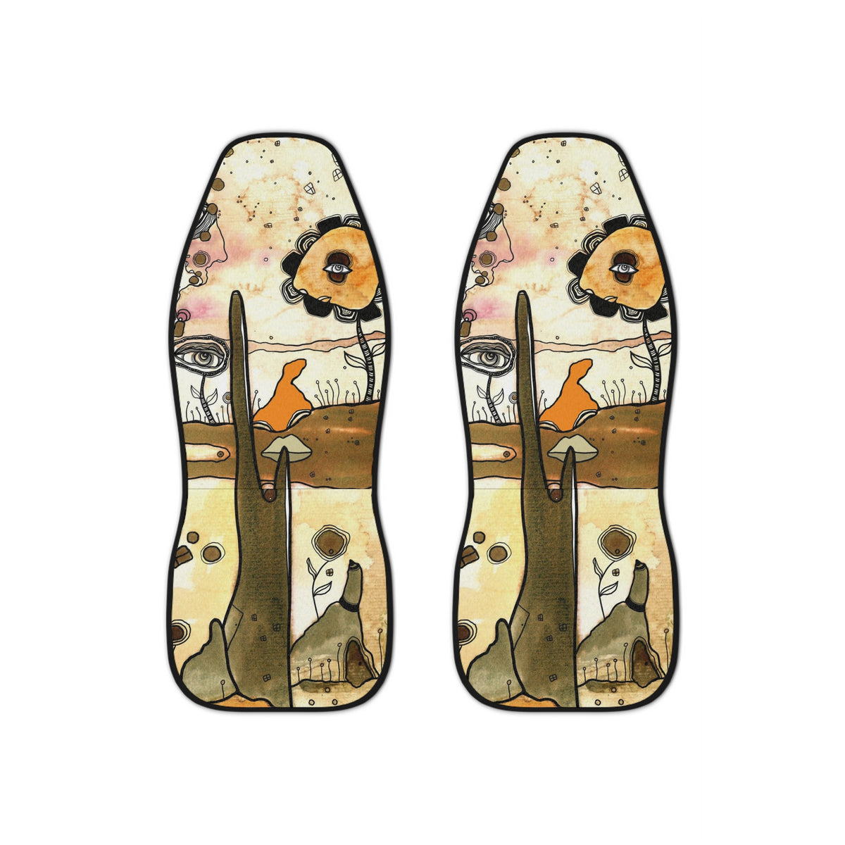 Intuitive Abstract Artwork on Car Seat Covers &quot;Whimsical City&quot;