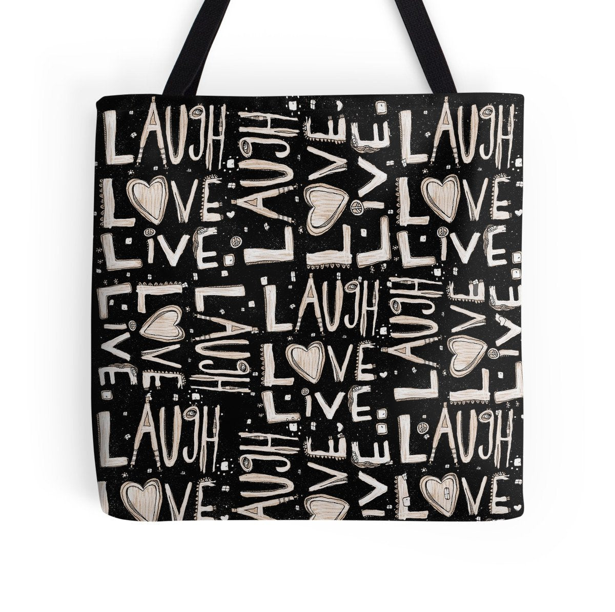 laugh love live tote bag