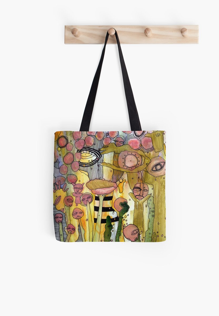 abstract face tote bag