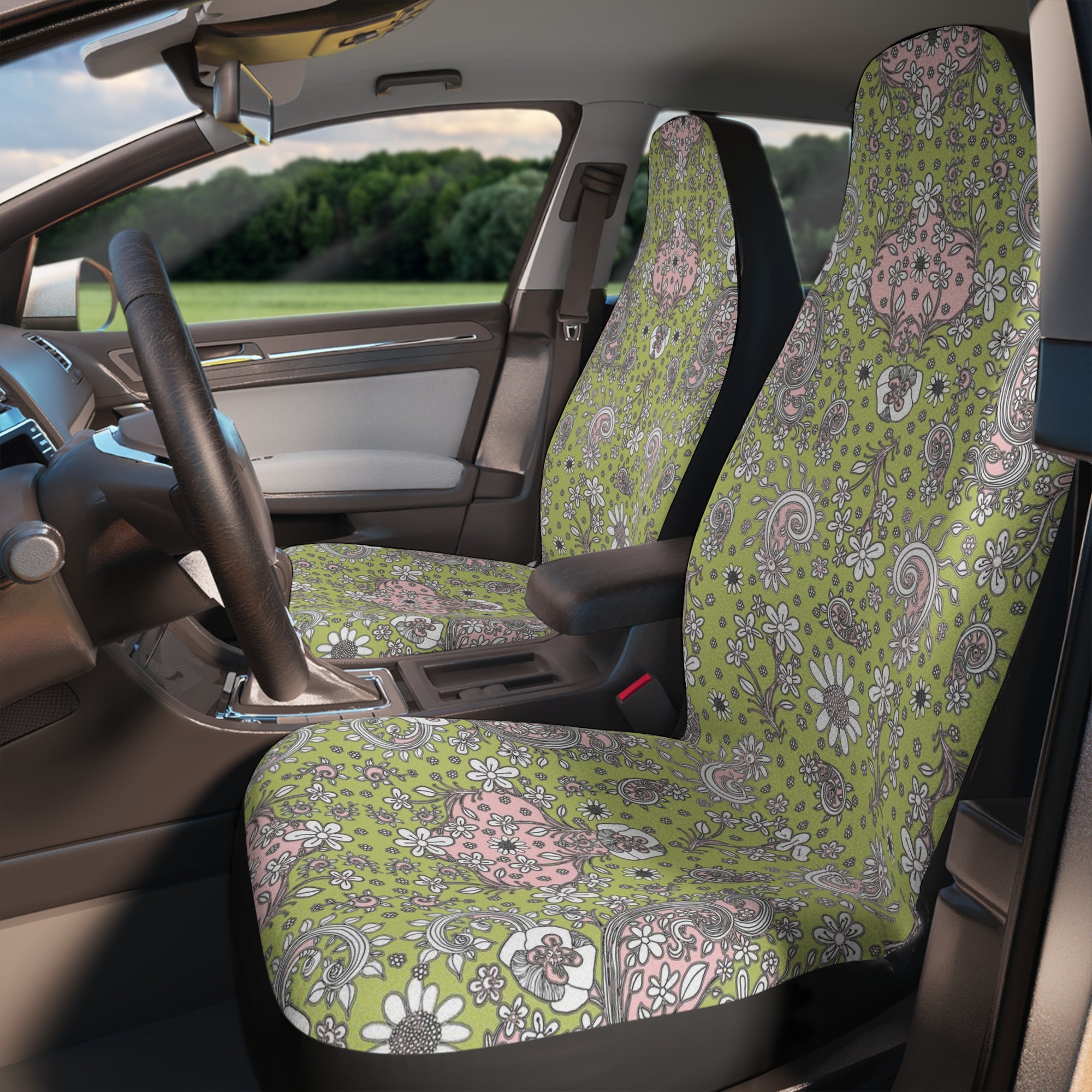 Boho Floral Birds Car Seat Covers "Birds of a Flower"