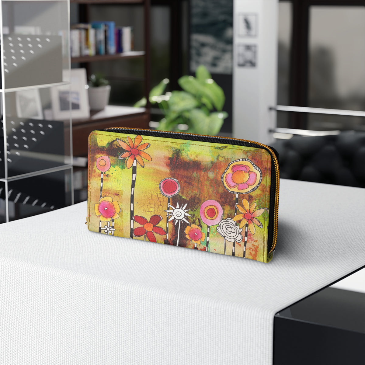 Happy Floral Artwork Zipper Wallet &quot;Garden Party&quot;