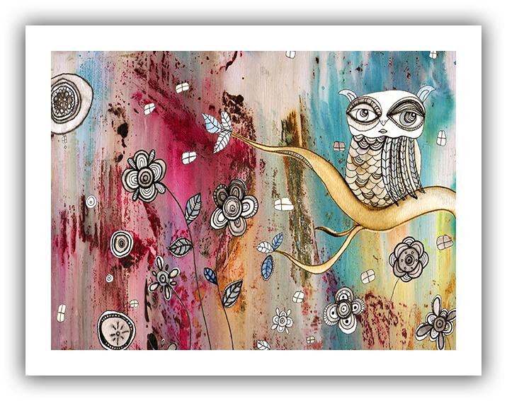 surreal owl white border