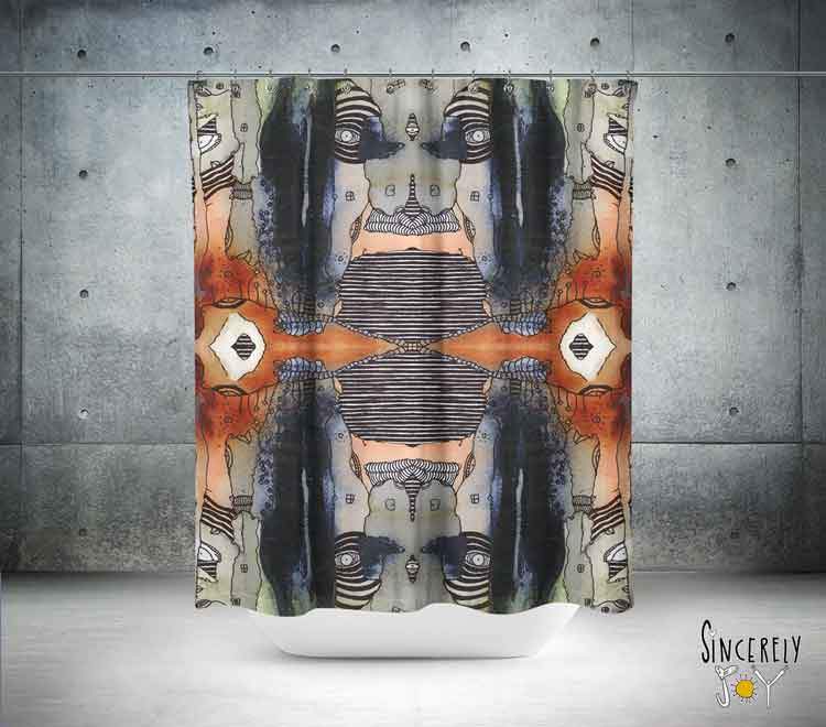 Abstract Mixed Media Shower Curtain &#39;Source 2&#39;