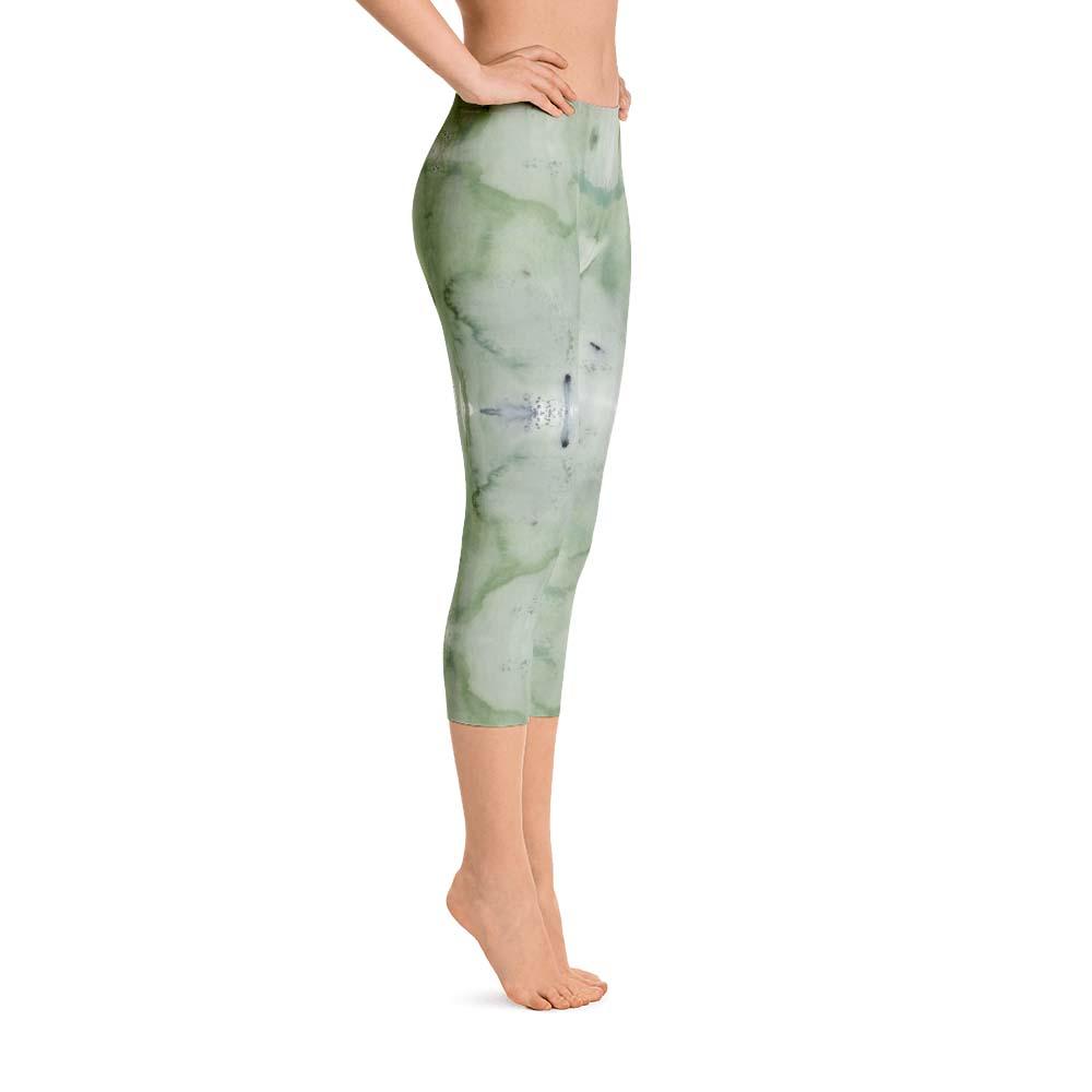 Abstract Capri leggings, Workout Pants &#39;Green Abstract&#39;