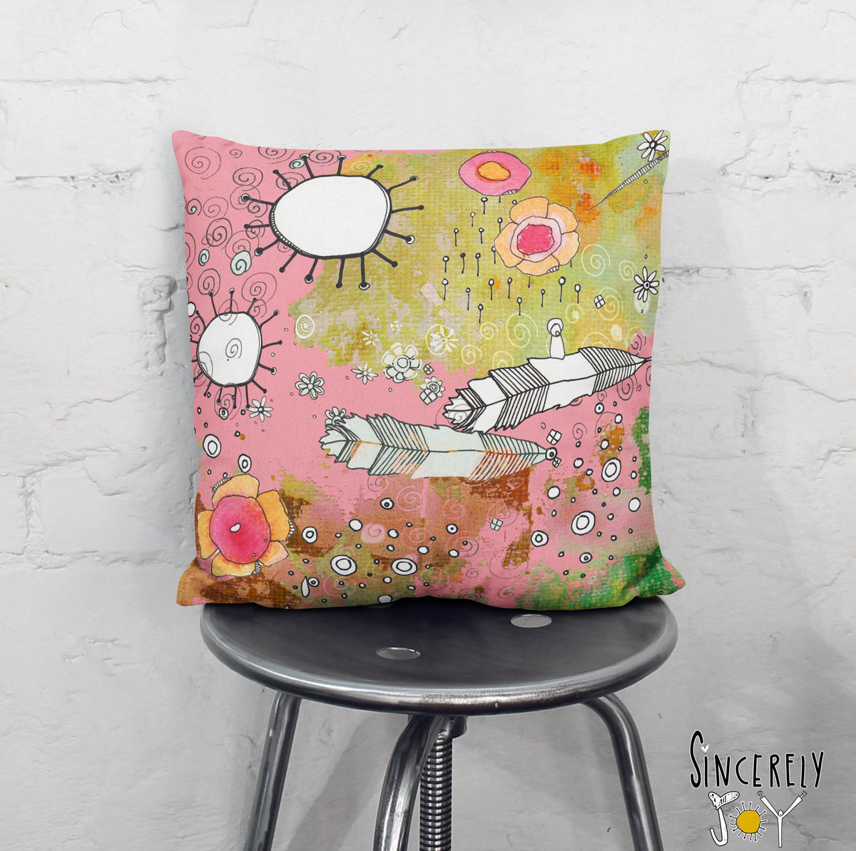 Colorful Floral Throw Pillow