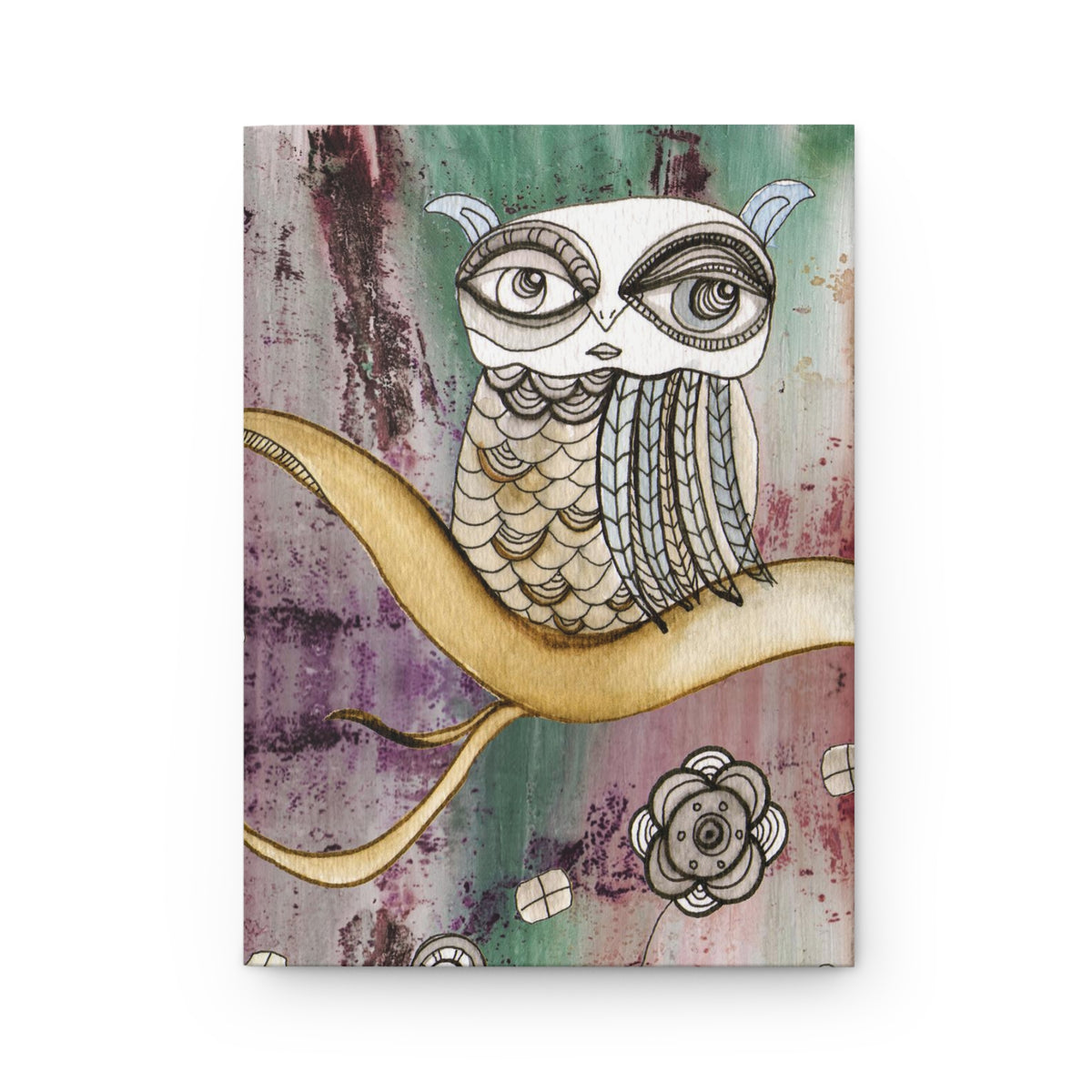 Owl Dream Hardcover Journal &quot;Surreal Owl 1 in purple&quot;