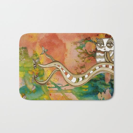 Bath Mat &#39;Surreal Owl II&#39;