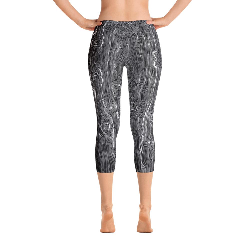 Abstract Capri leggings, Workout Pants &#39;Wood Grain&#39;