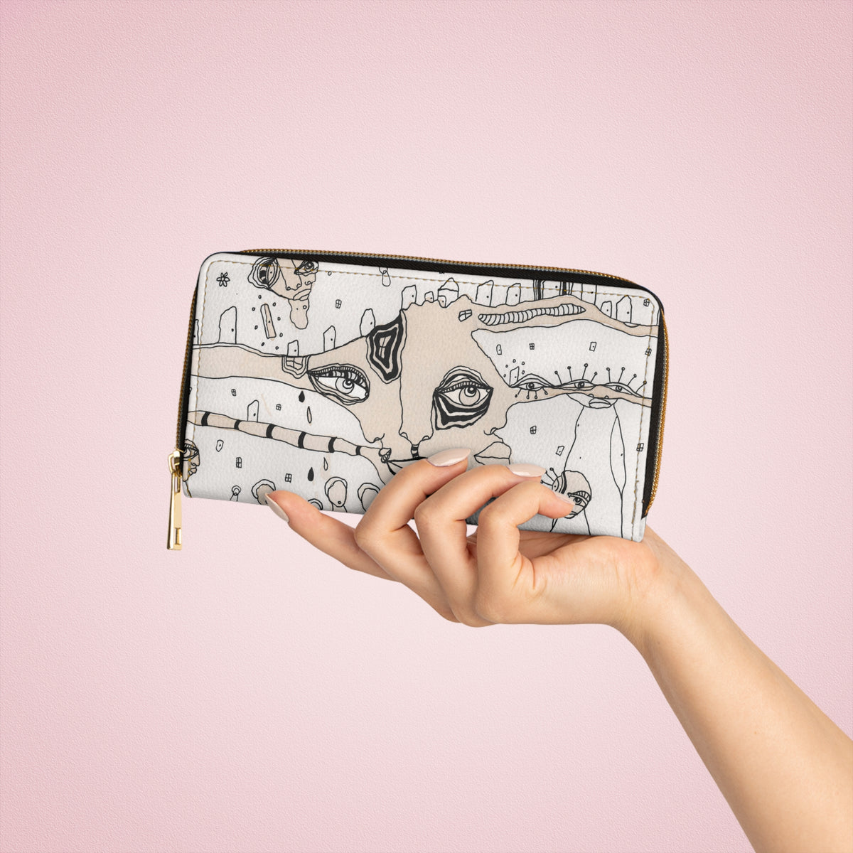 Unusual Coffee Stained Art on Zipper Wallet &quot;Stained 02&quot;