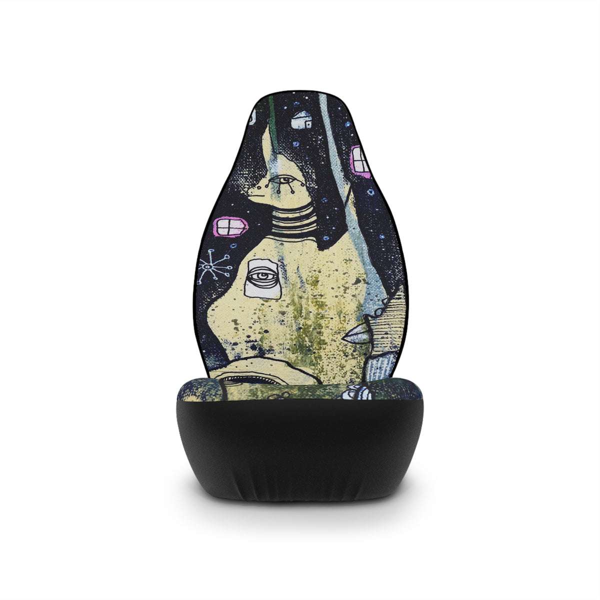 Original Intuitive Mixed Media Art on Car Seat Covers &quot;Starry Night&quot;