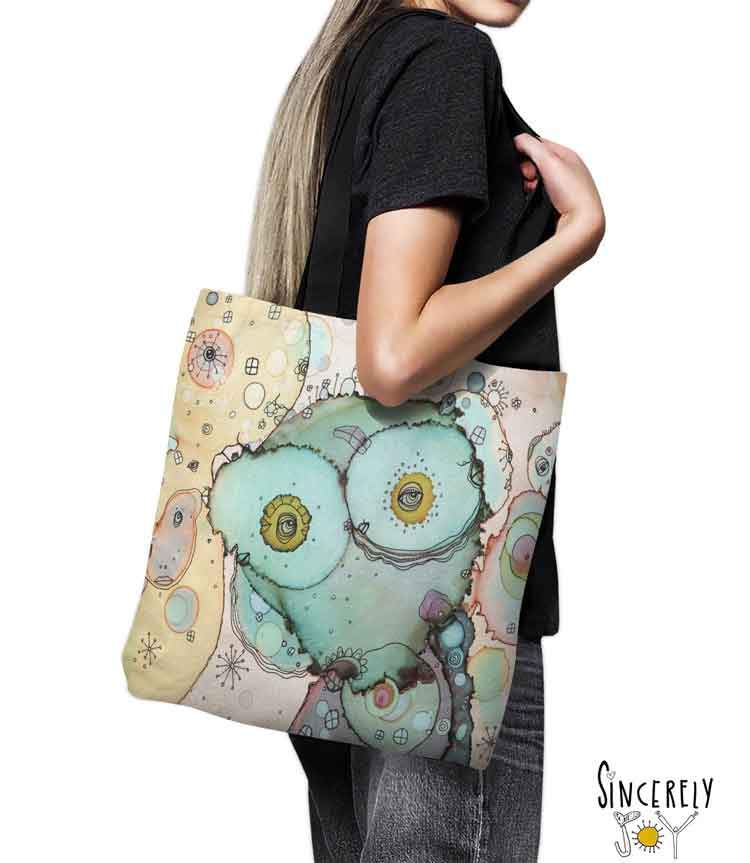 Tote Bag Mixed Media Art 'I See You 1'