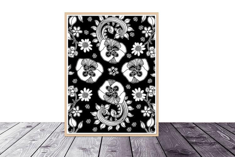 Art Printable Download &#39;BW Birds of a Flower 04&#39;