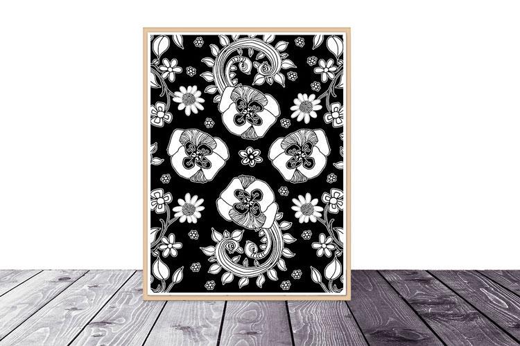 Art Printable Download 'BW Birds of a Flower 04'