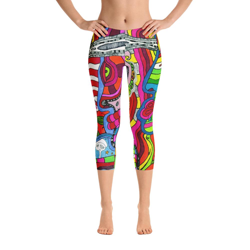 Abstract Capri leggings, Workout Pants 'Multi-Directional'