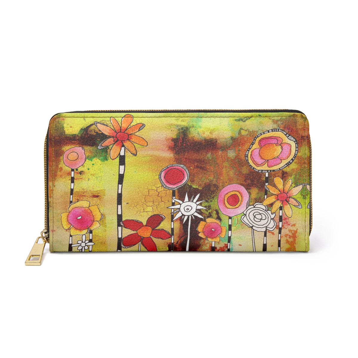 Happy Floral Artwork Zipper Wallet &quot;Garden Party&quot;