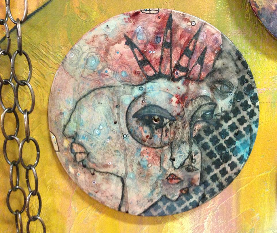 mixed media art on record album