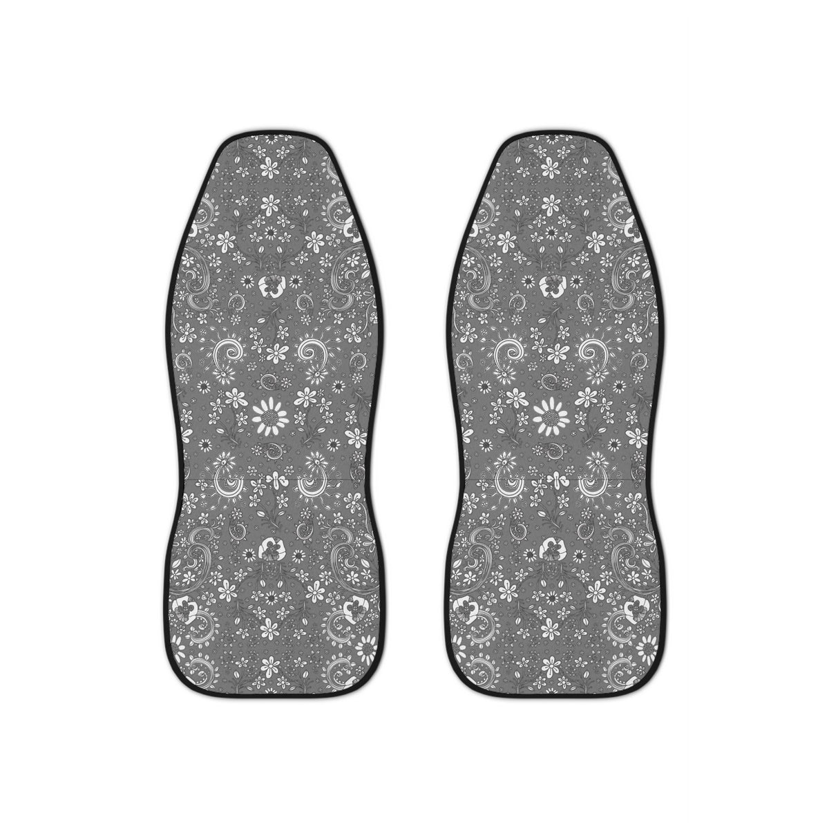 Floral Car Seat Covers Grey Original Flowers Birds Art on Car Seat Covers