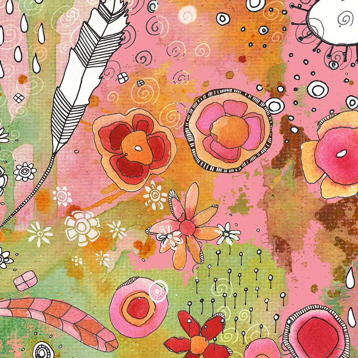 Colorful Floral Throw Pillow